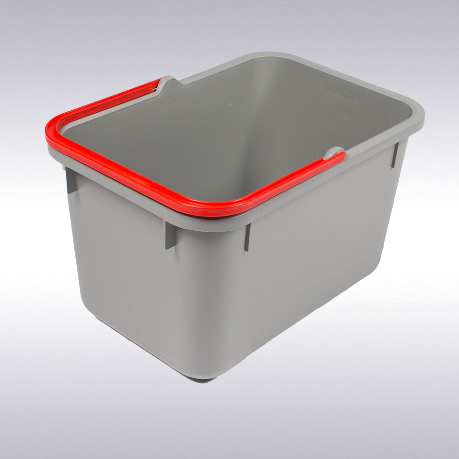 Grijze emmer 17 liter met rode hendel -N-