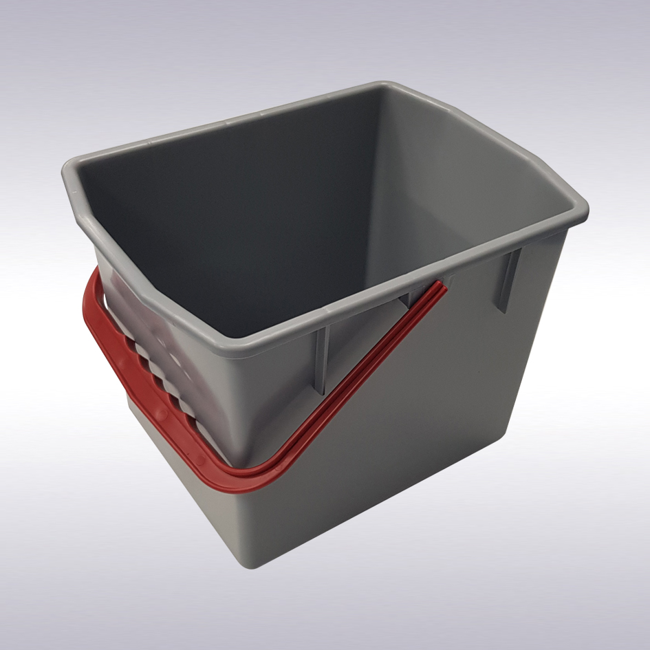 (L) Emmer 10 liter grijs met rood handvat t.b.v. Crohill RVS werkwagens - N-