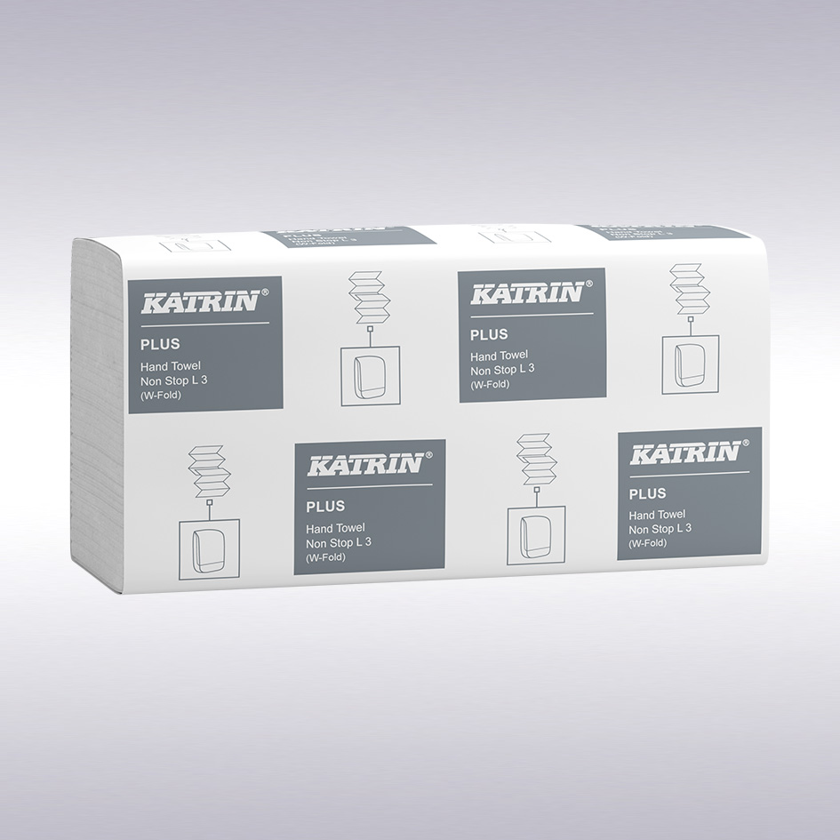 Katrin Plus vouwhanddoeken L, 20,3 cm breed, 3 laags, cellulose, 2250 stuks