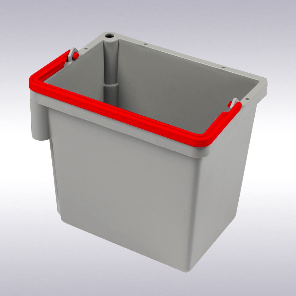 Grijze zwenkemmer 5 liter met rood handvat voor Crohill rolemmer -N-