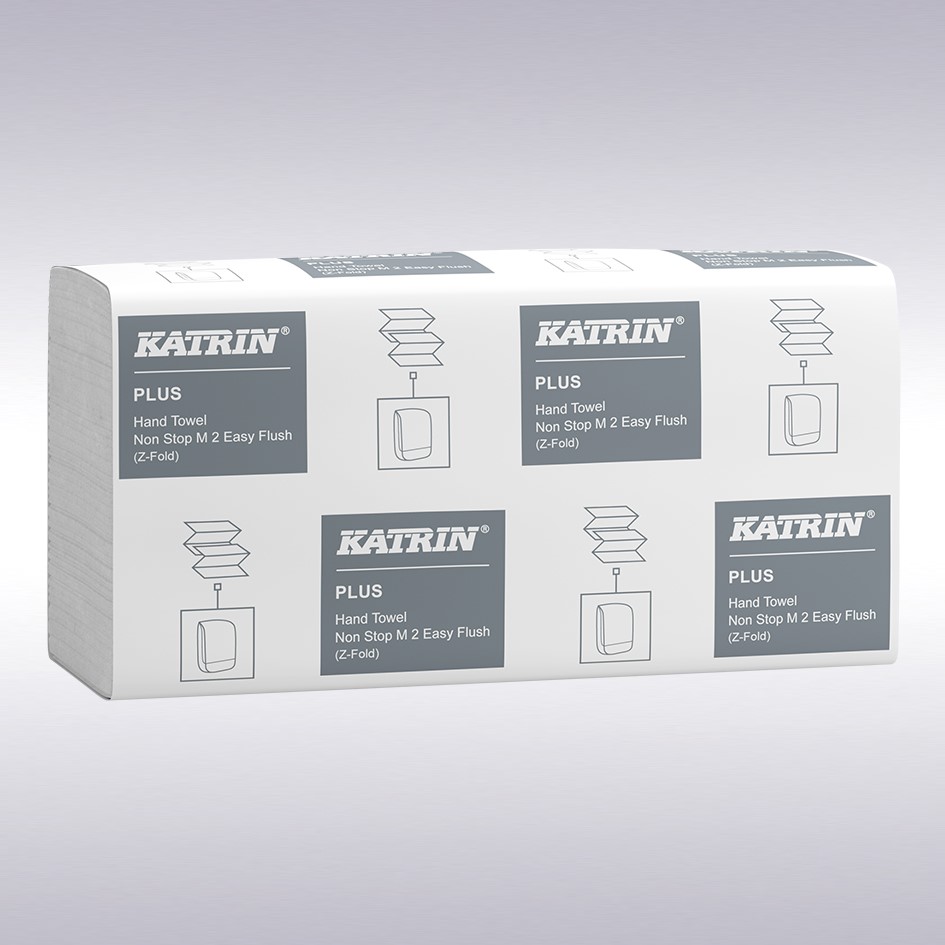 Katrin Plus vouwhanddoeken EasyFlush, 20,3 cm breed, 2 laags, cellulose, 2400 stuks