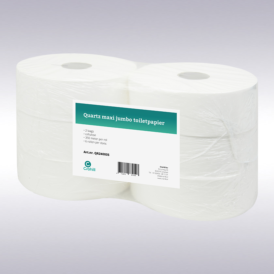 Quartz maxi jumbo toiletpapier, 2 laags, cellulose, 350 meter, 6 rol