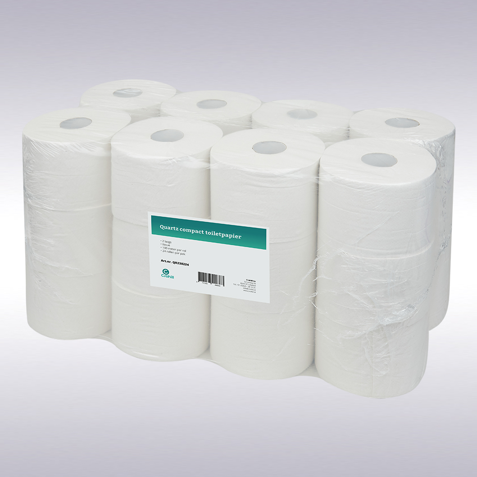 Quartz compact toiletpapier, 2 laags, tissue, 100 meter, 24 rol