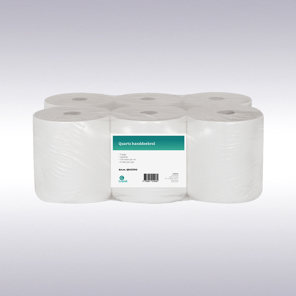 Universele handdoekrol, 2 laags, cellulose, 150 meter, 6 rol