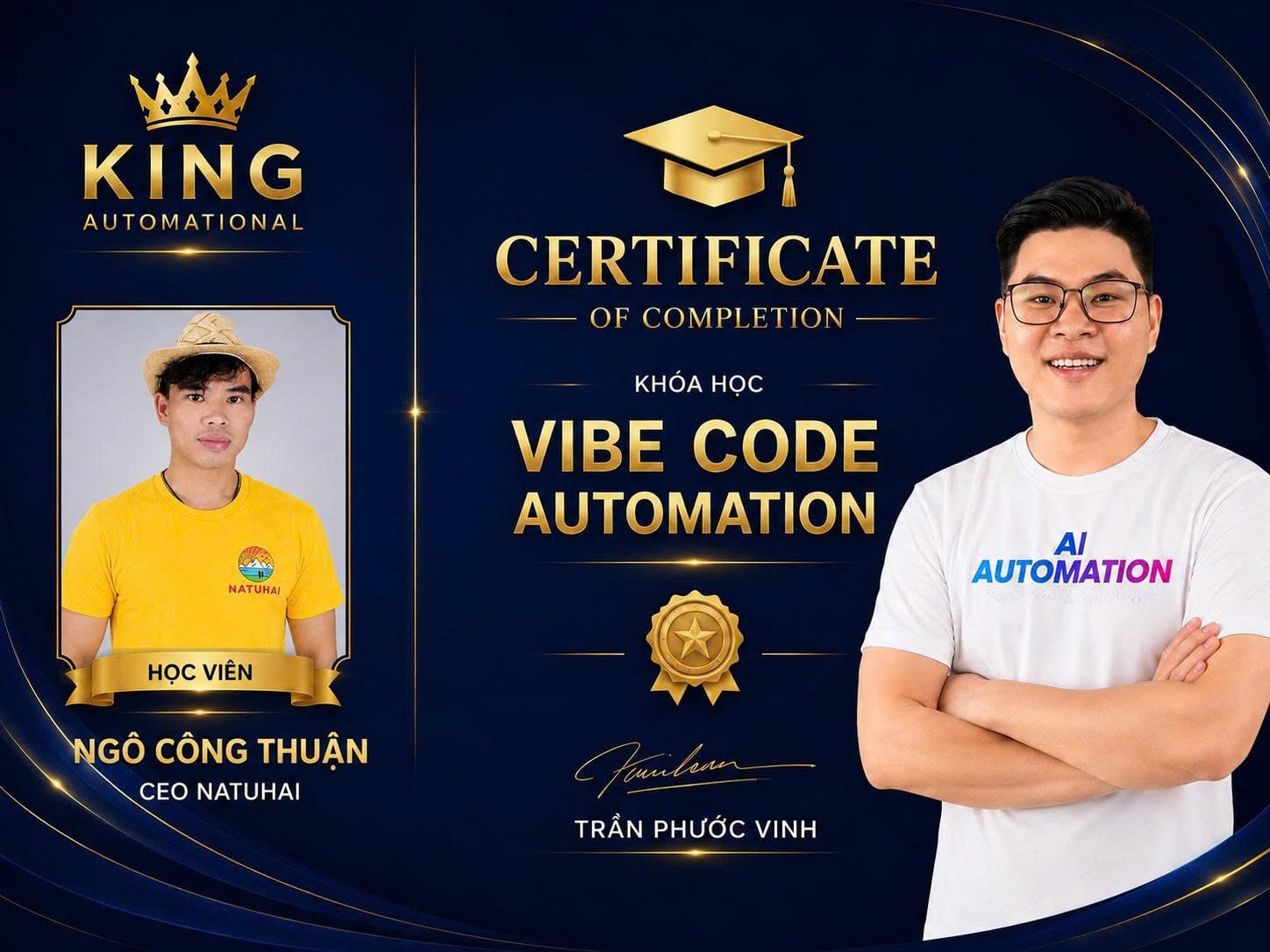 Chứng nhận học viên Ngô Công Thuận
