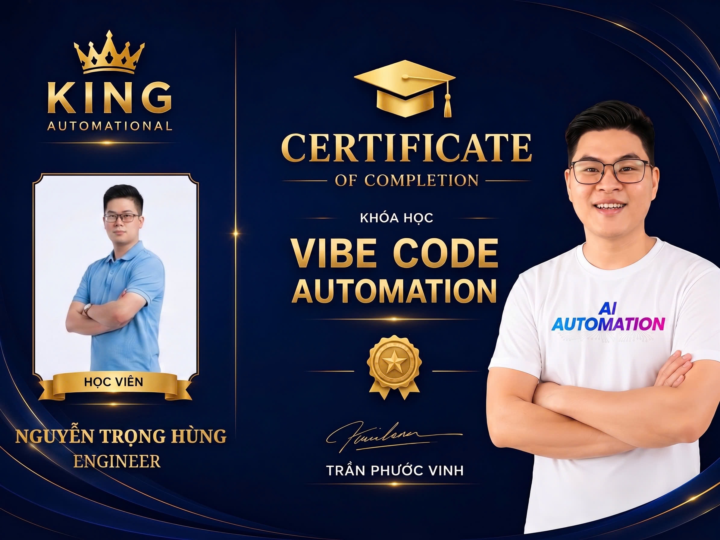 Chứng nhận học viên Nguyễn Trọng Hùng