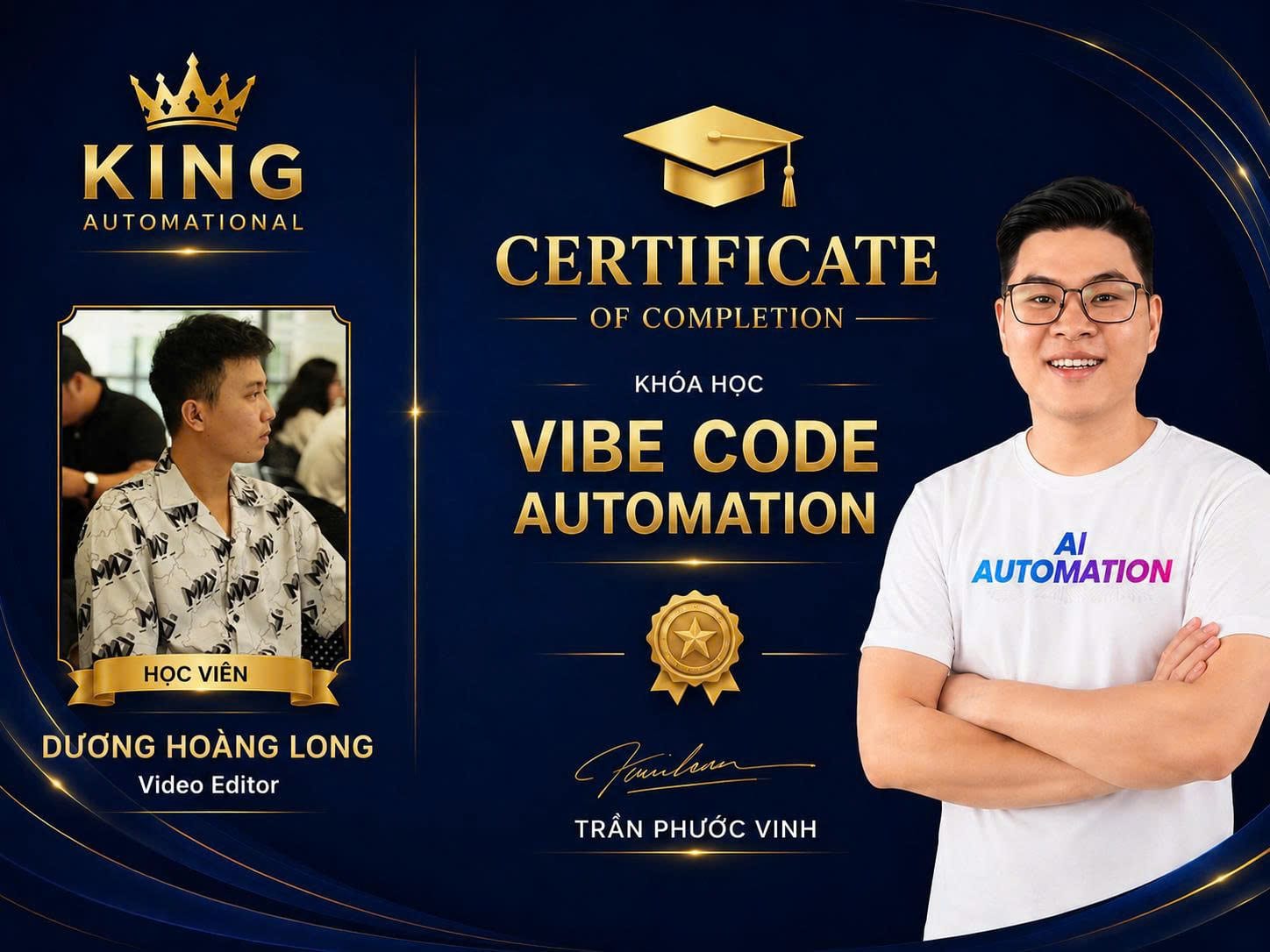Chứng nhận học viên Dương Hoàng Long