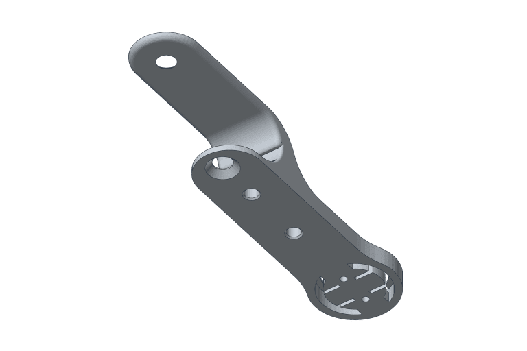 3D render of the Garmin mount from below, showing the two heat-set insert holes