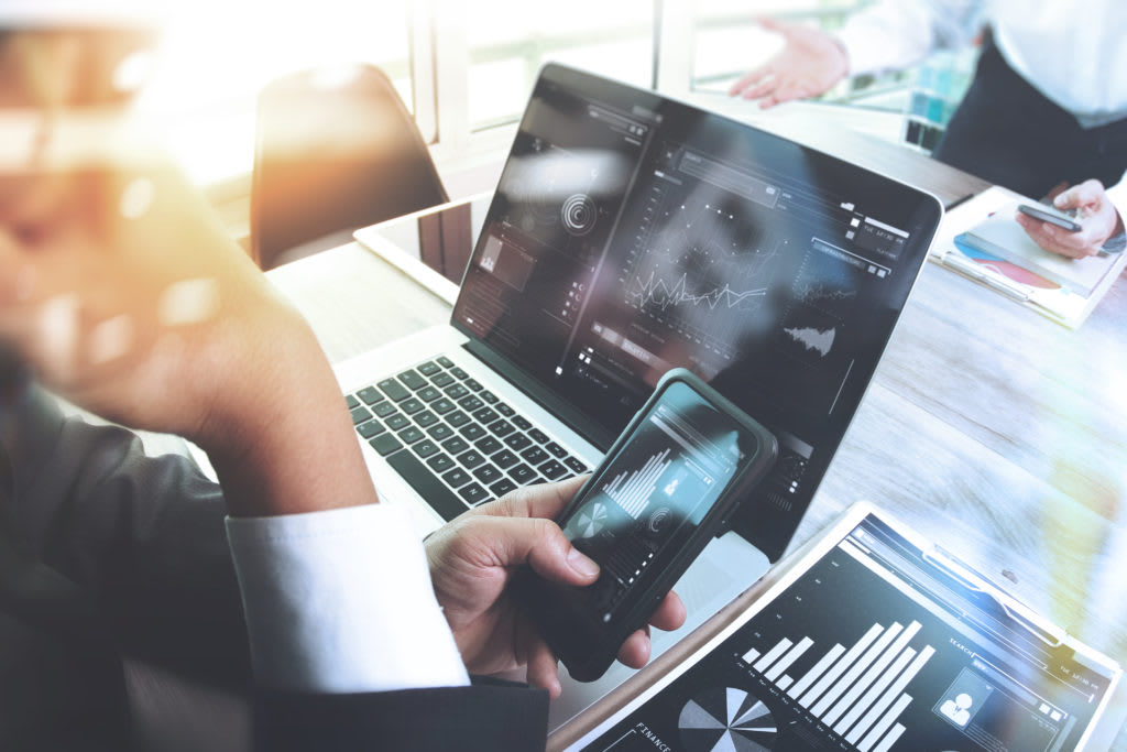 Business man using a mobile device