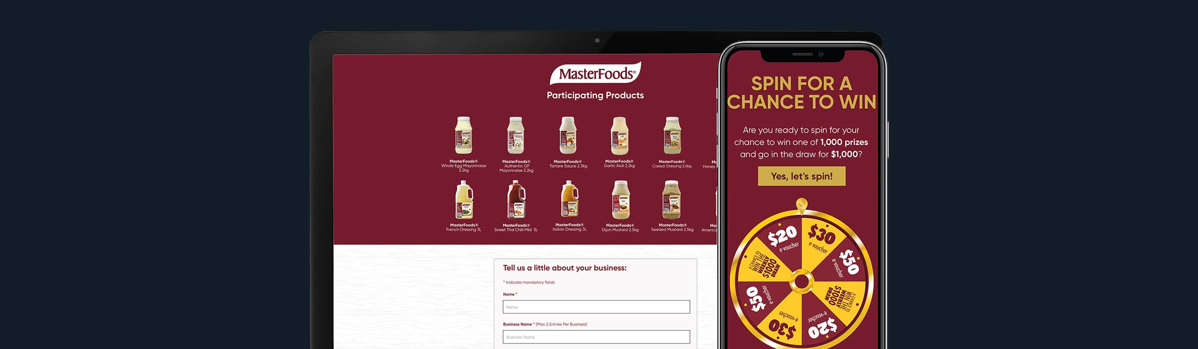 MasterFoods promotion desktop and phone preview