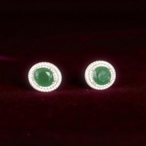 Emerald Glint Silver Studs Earrings