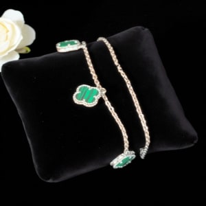 Emerald Grace Double-Layer Silver Bracelet