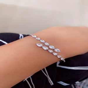Elegant Teardrop & Marquise Zirconia Silver Bracelet