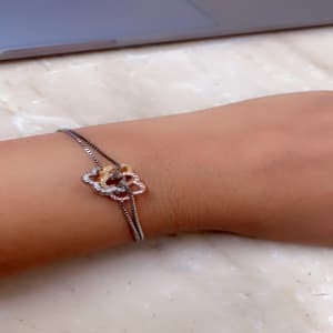 Three-Tone Floral Knot Silver Bracelet