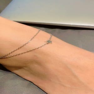 Twinkling Star Double-Layer Sterling Silver Anklet