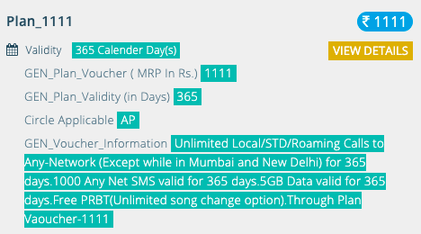 BSNL Rs1111 Prepaid Recharge Pla