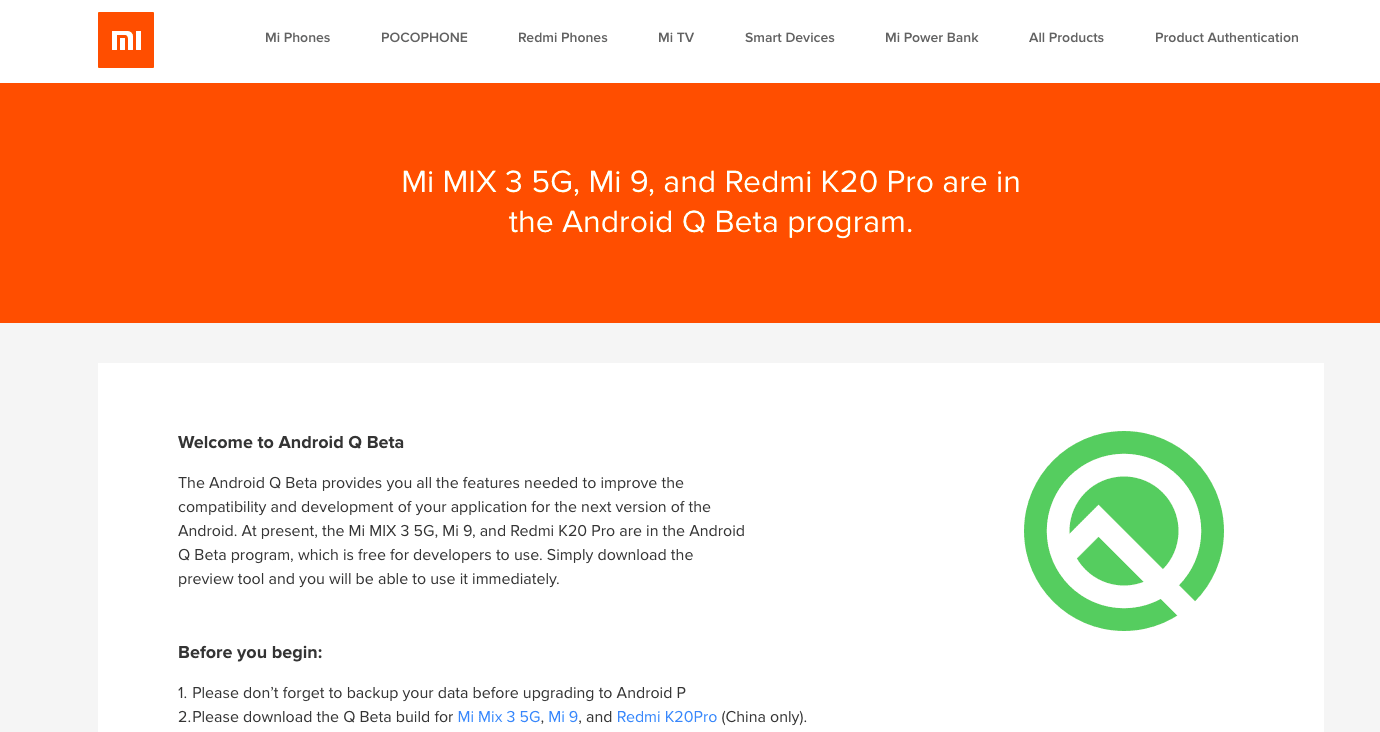 Redmi K20 Pro Android Q Beta Program