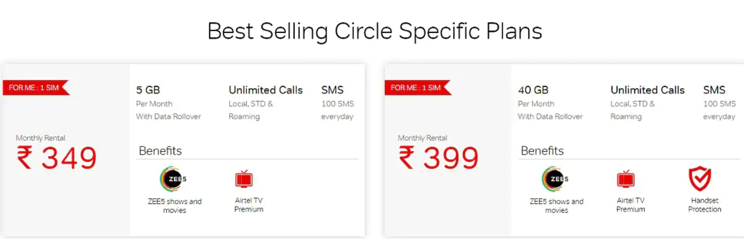 Airtel Rs 349 and Rs 399 Postpaid Plans