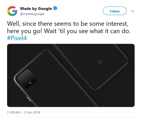 Google Officially Teases Pixel 4 Image