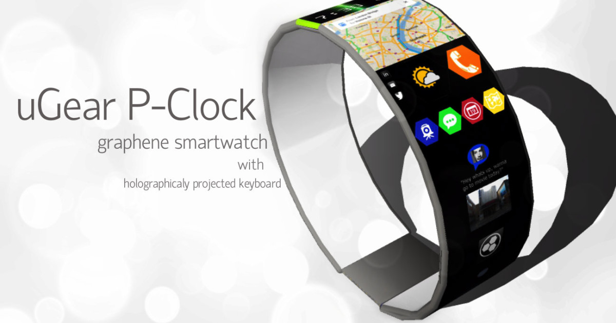 uGear PClock smartwatch with holographic keyboard Indiegogo