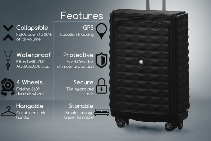 collapsible hard suitcase