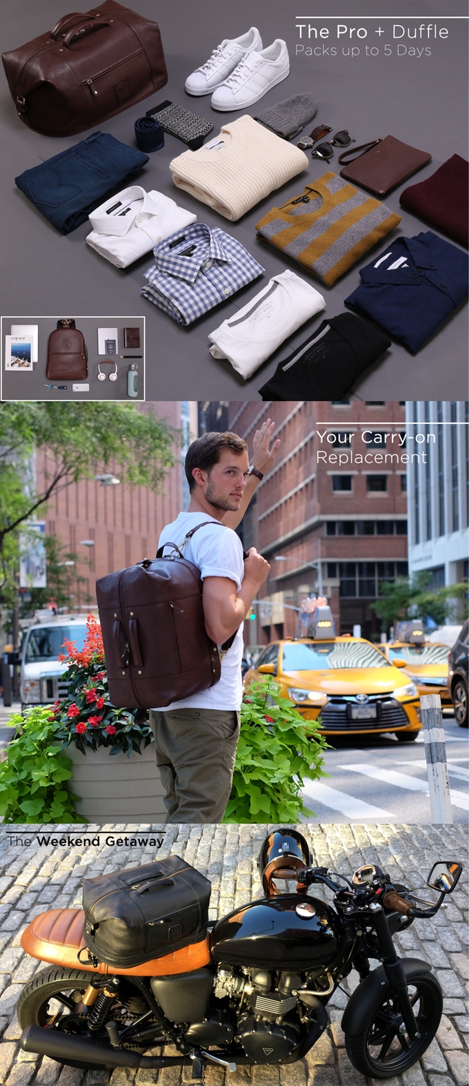 The Leather Duffle Backpack 6in1 Set Zip Pack Go Indiegogo