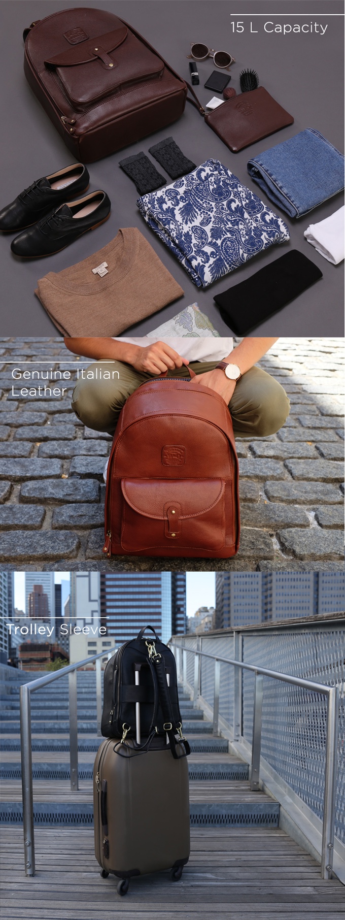 The Leather Duffle Backpack 6in1 Set Zip Pack Go Indiegogo