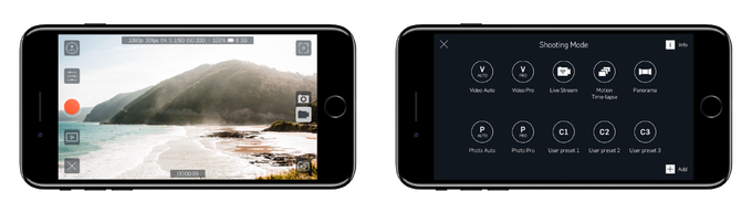 Camera view and shooting modes.