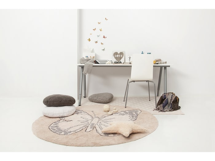 Pink Butterfly Rug for Kids Rooms
