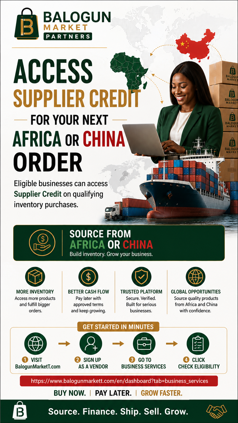 Access Supplier Credit for Your Next Africa or China Order