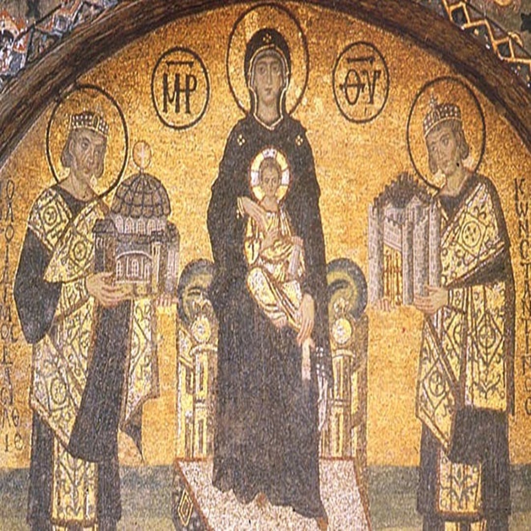 A Brief History Of Byzantine Art And Its Characteristics   Constantine And Justinian Lunette Mosaic 