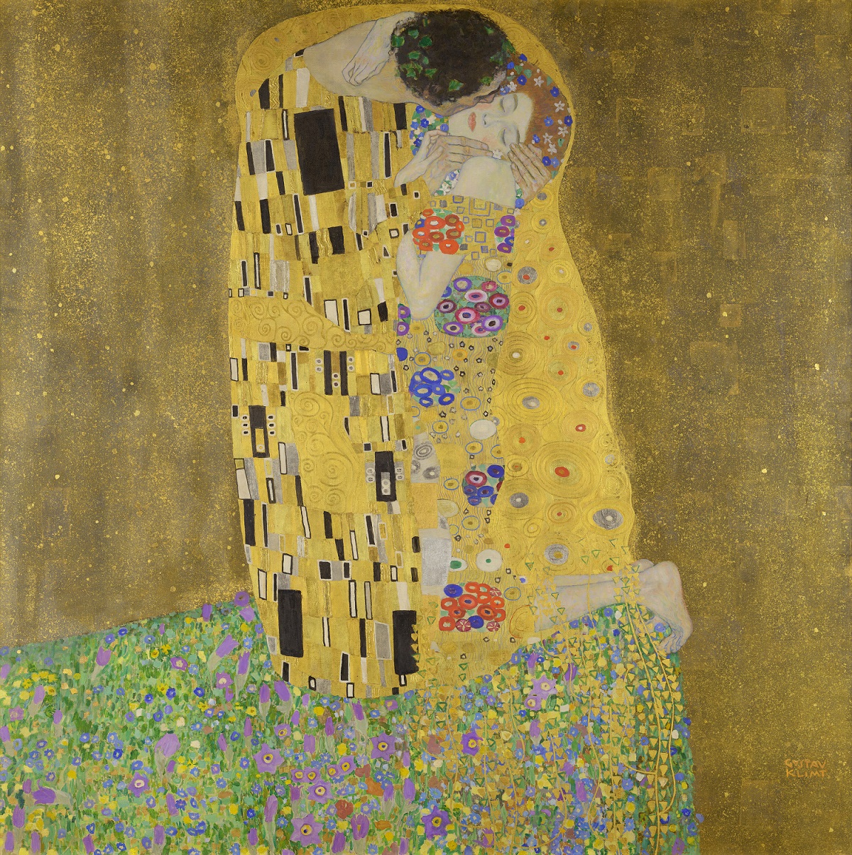 Gustav Klimt's infamous oil painting "The Kiss" (1908) Source: wikimedia.org
