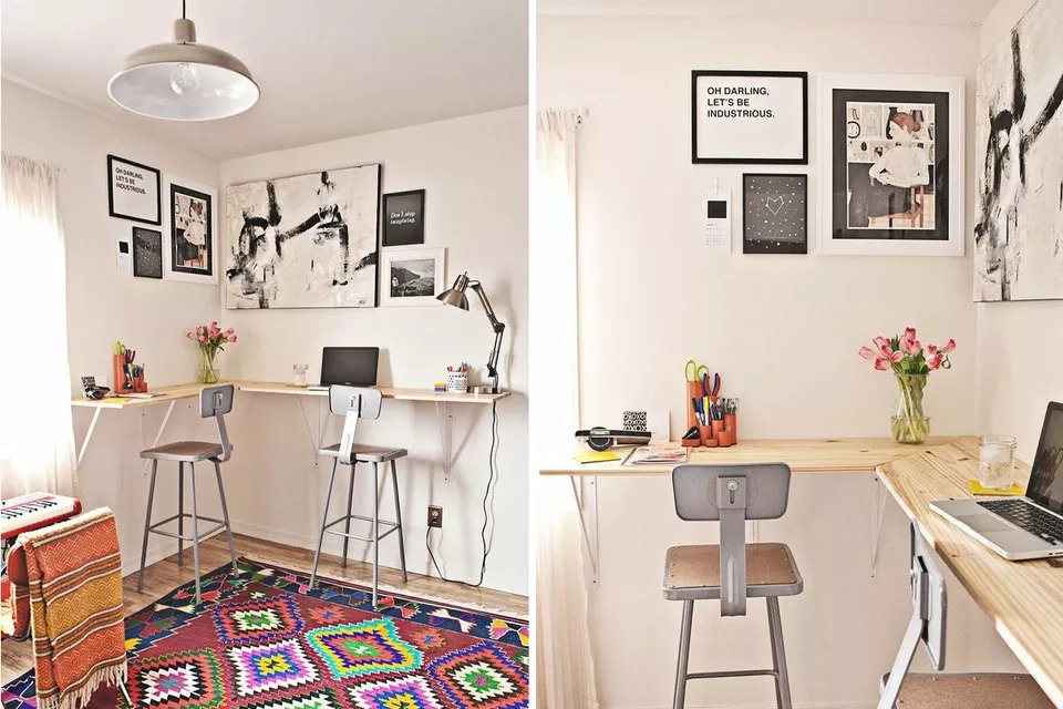Bar height table for stand workstation | Source: abeautifulmess.com