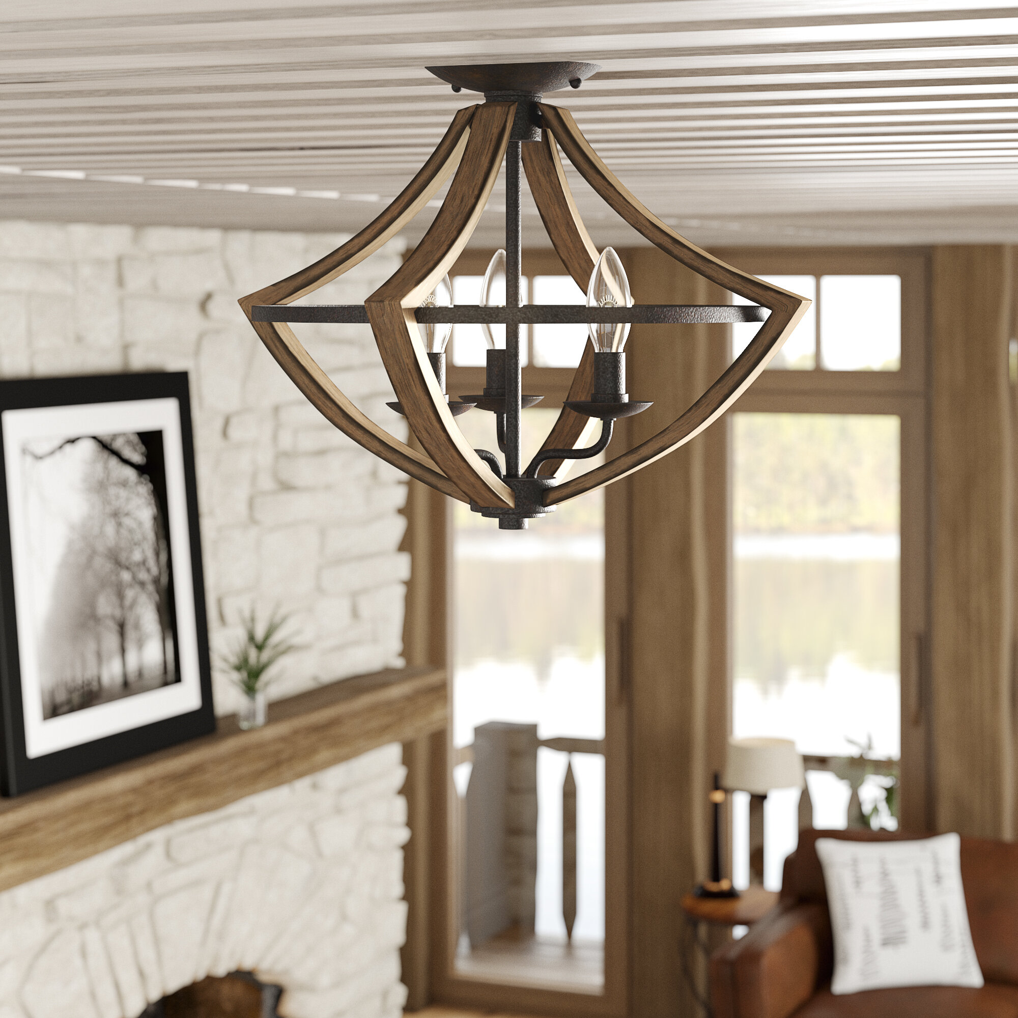 Flush mount lighting for low ceiling living room | Source: wayfair.com