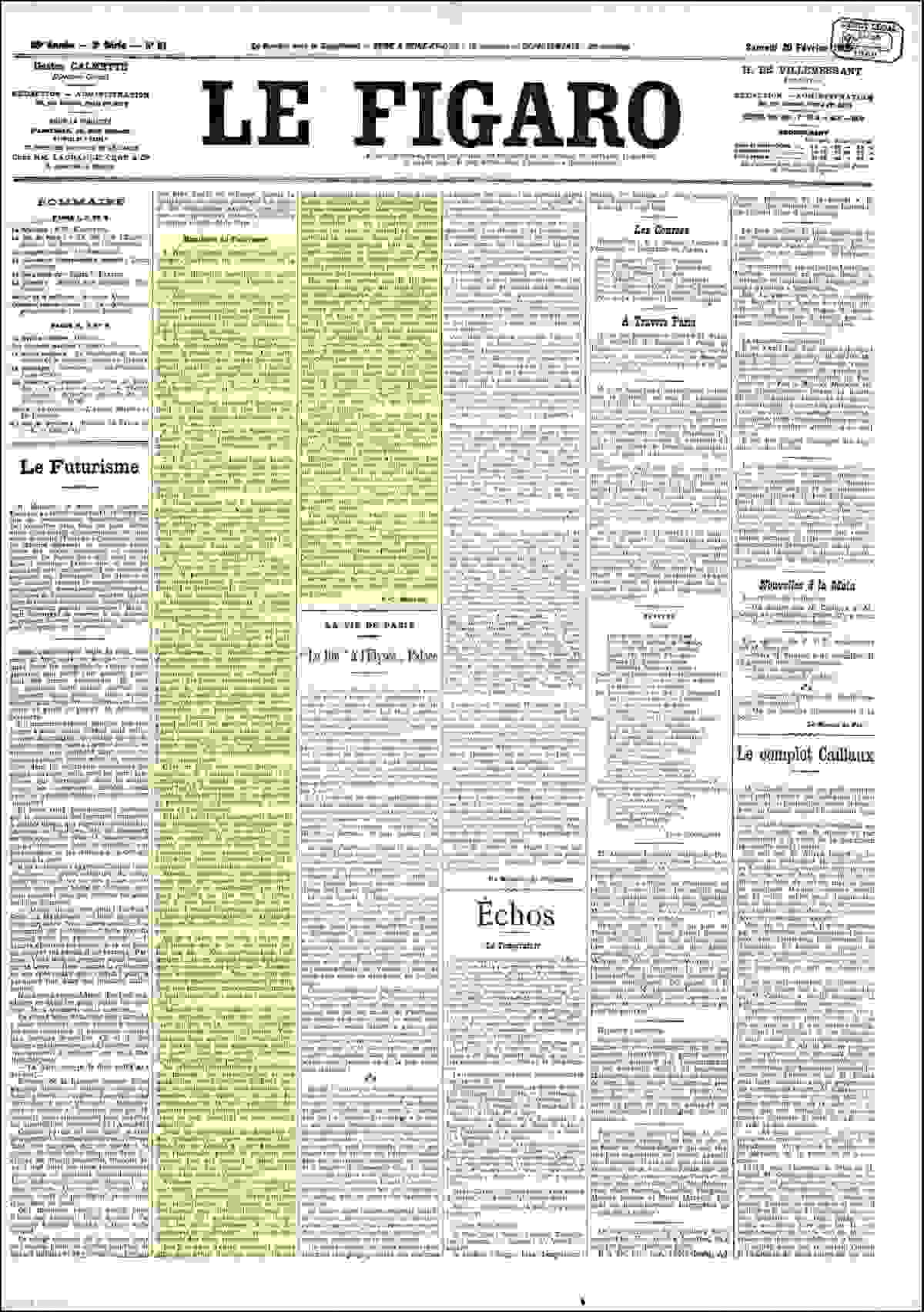 Marinetti's Manifesto of Futurism | Source: wikipedia.it