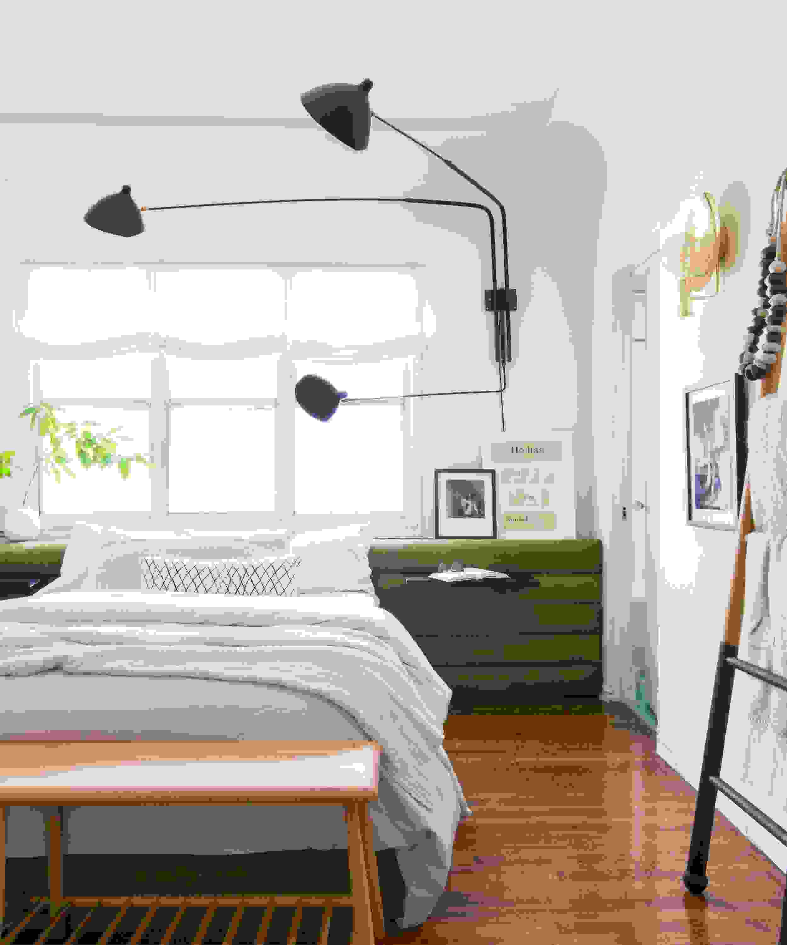 Pops of colour for small bedroom | Source: mydomaine.com