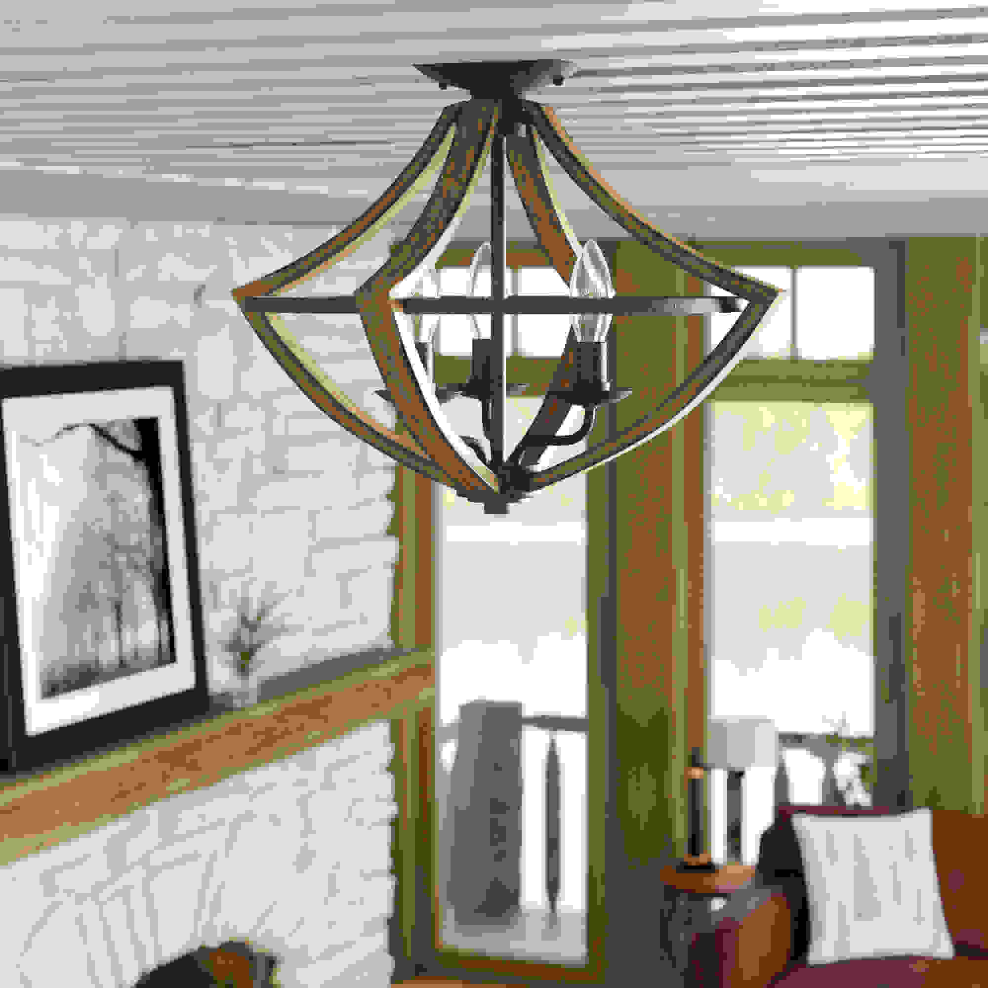 Flush mount lighting for low ceiling living room | Source: wayfair.com