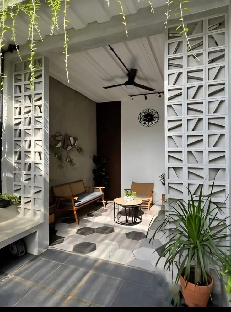 minimalist brizze block or roster beton minimalisinstallation on facade