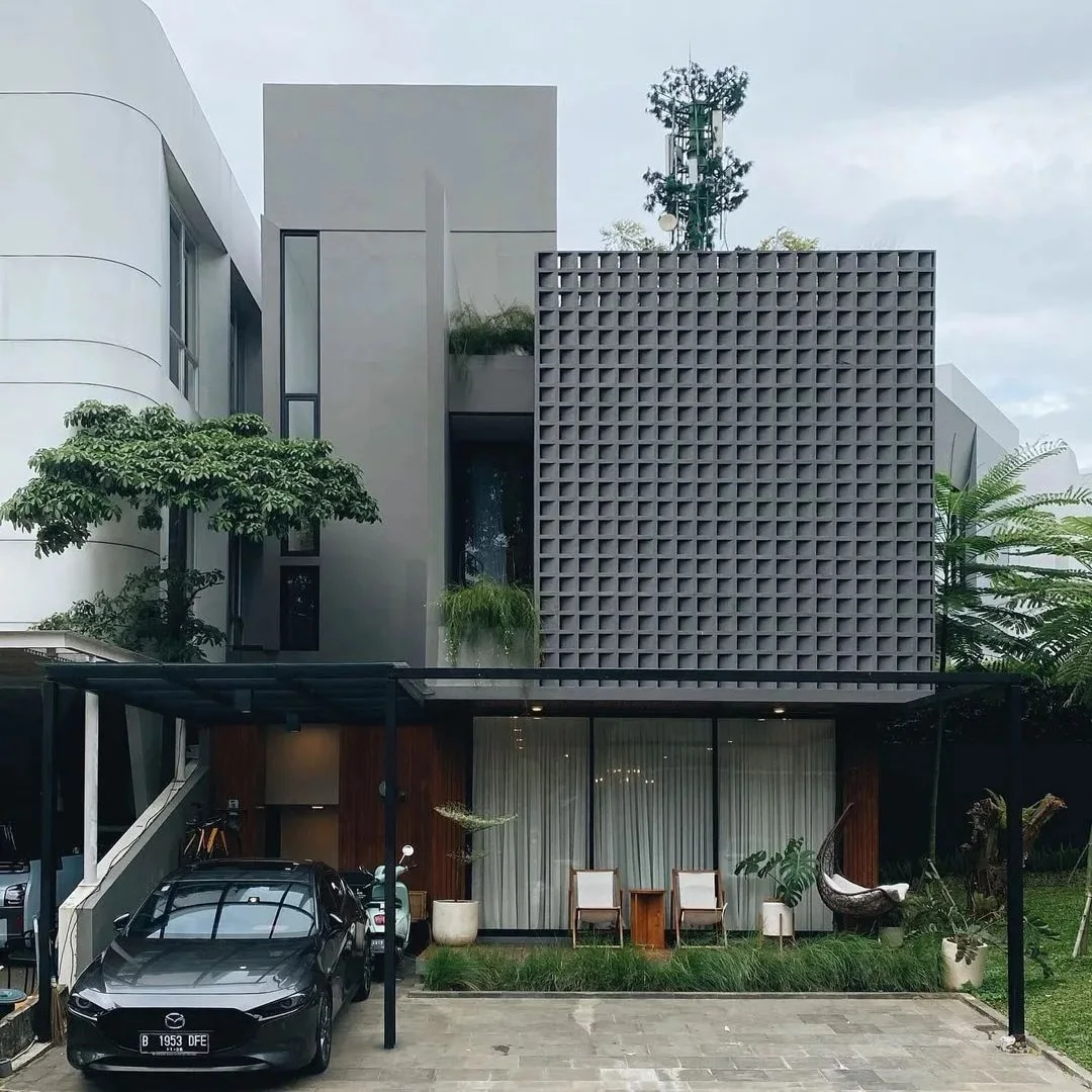 minimalist brizze block or roster beton minimalisinstallation on facade