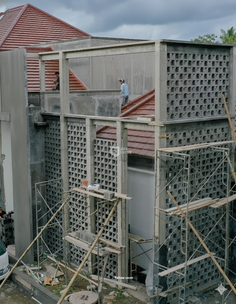 minimalist brizze block or roster beton minimalisinstallation on facade