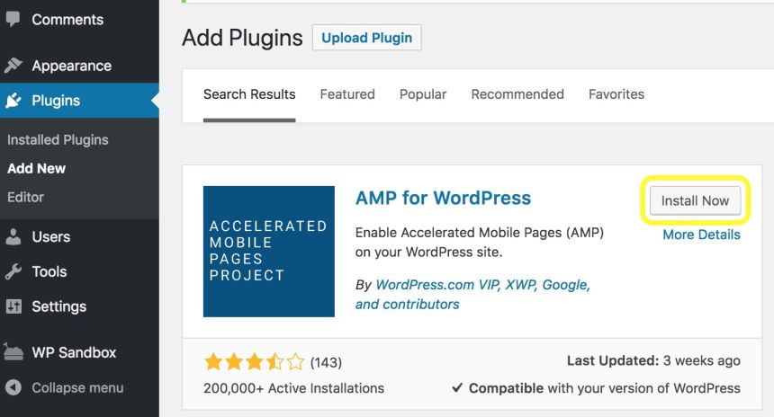 Plugin AMP For WordPress