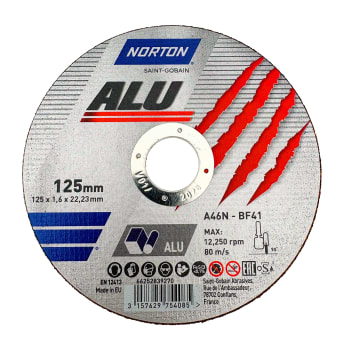 KAPPESKIVE 125X1.6X22 ALU NORTON