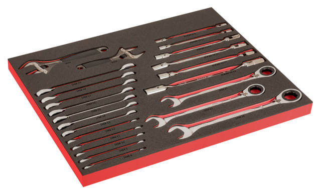 Fit&Go 3/3 skumplastinnlegg med lasermerking, justerbart, nøkkelsett med skralle og svingbart hode - 23 stk