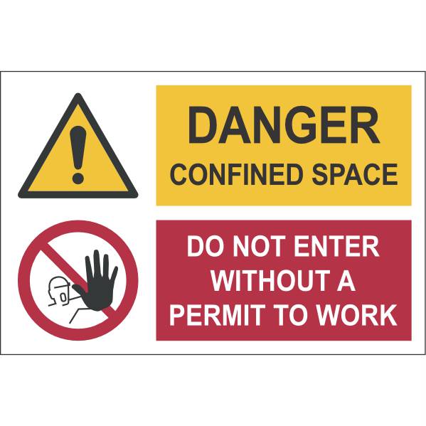 Danger conﬁned space 200 x 300 mm PET