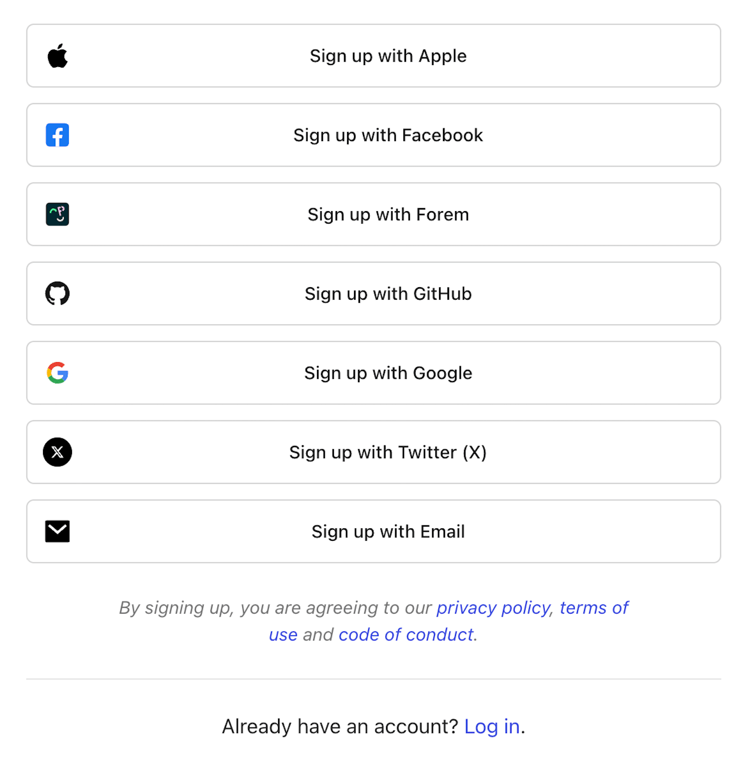 Login options are numerous