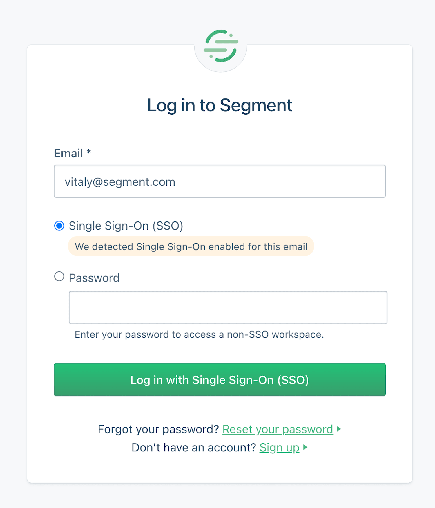 An alternative: show email and password by default at first.