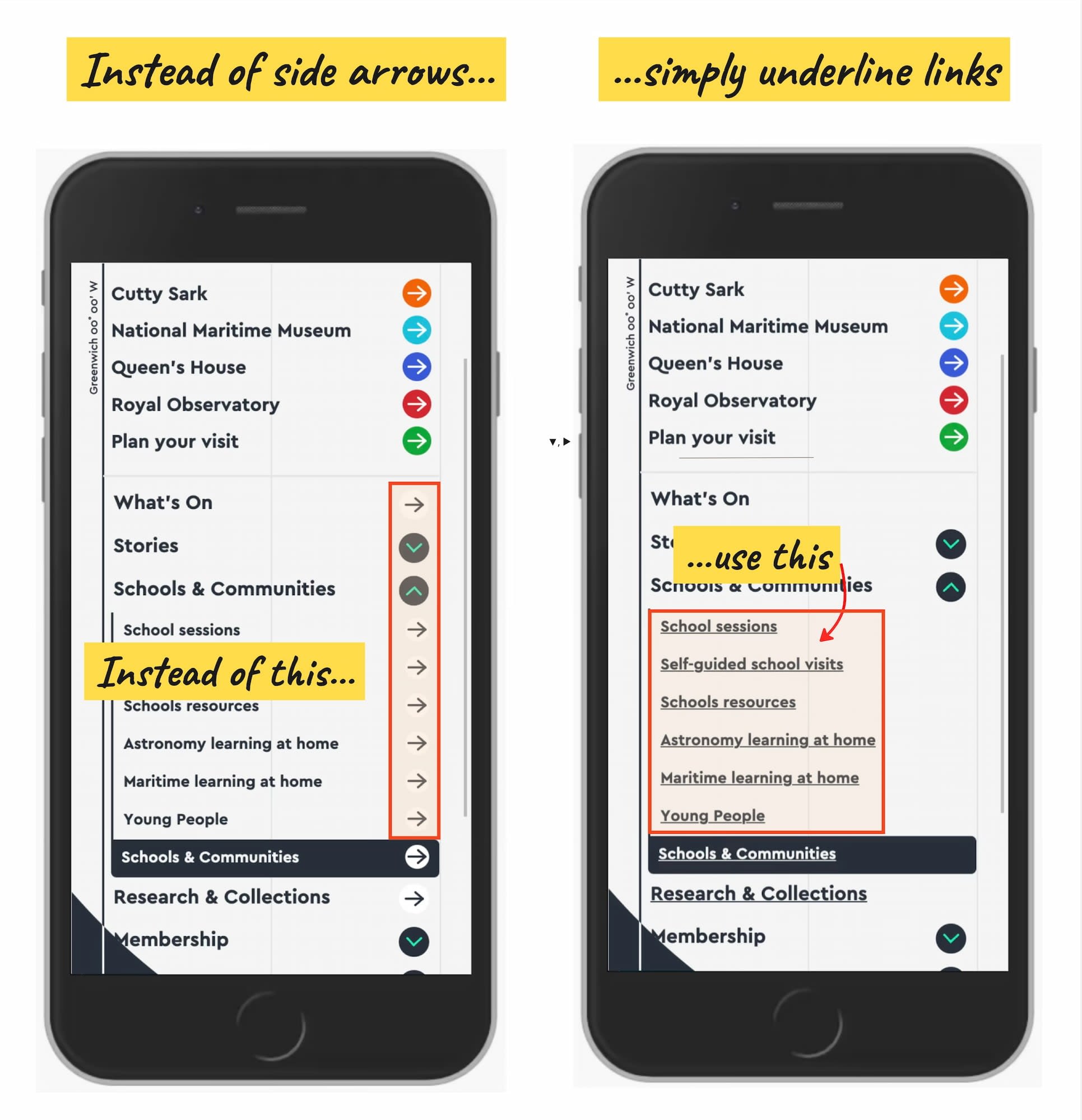 Additional findings from the NN/g accordion icon study showing icon-tapping vs. label-tapping behaviour across different icon types and accordion states