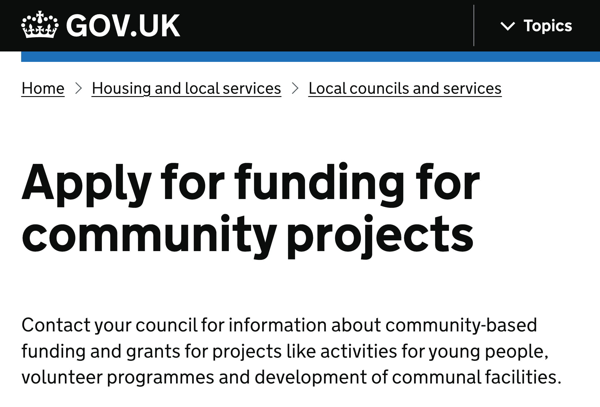 A screenshot of a Gov.uk breadcrumbs