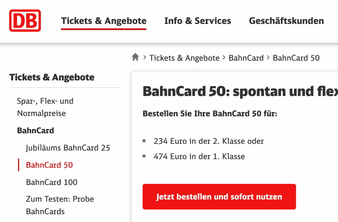 A screenshot of a DeutcheBahn breadcrumbs