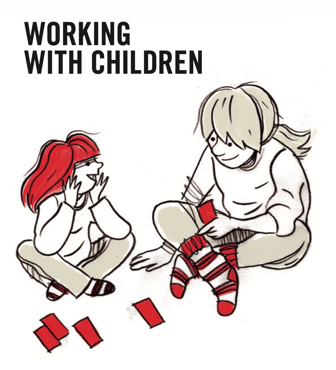 Children-centered design activities — illustrated spread from the Save the Children Finland handbook showing co-design tools and activities